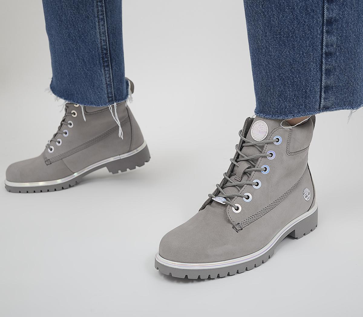 Escandaloso Sumamente elegante Silicio Timberland Slim Premium 6 Inch Boots Grey Irridescent - Women's Ankle Boots
