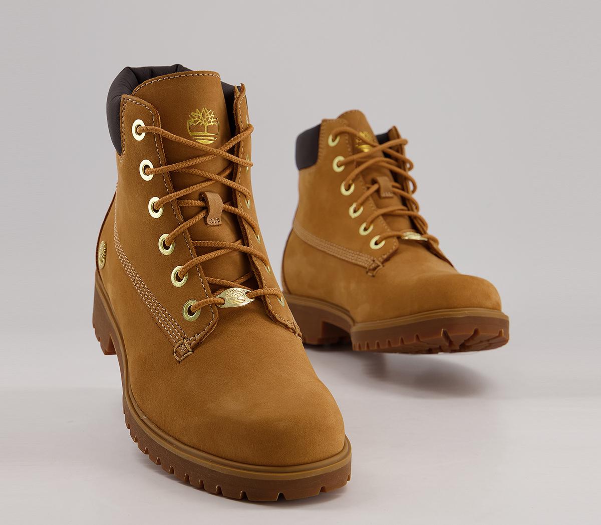 Timberland Slim Premium 6 Inch Boots Wheat Nubuck - Hers Exclusives