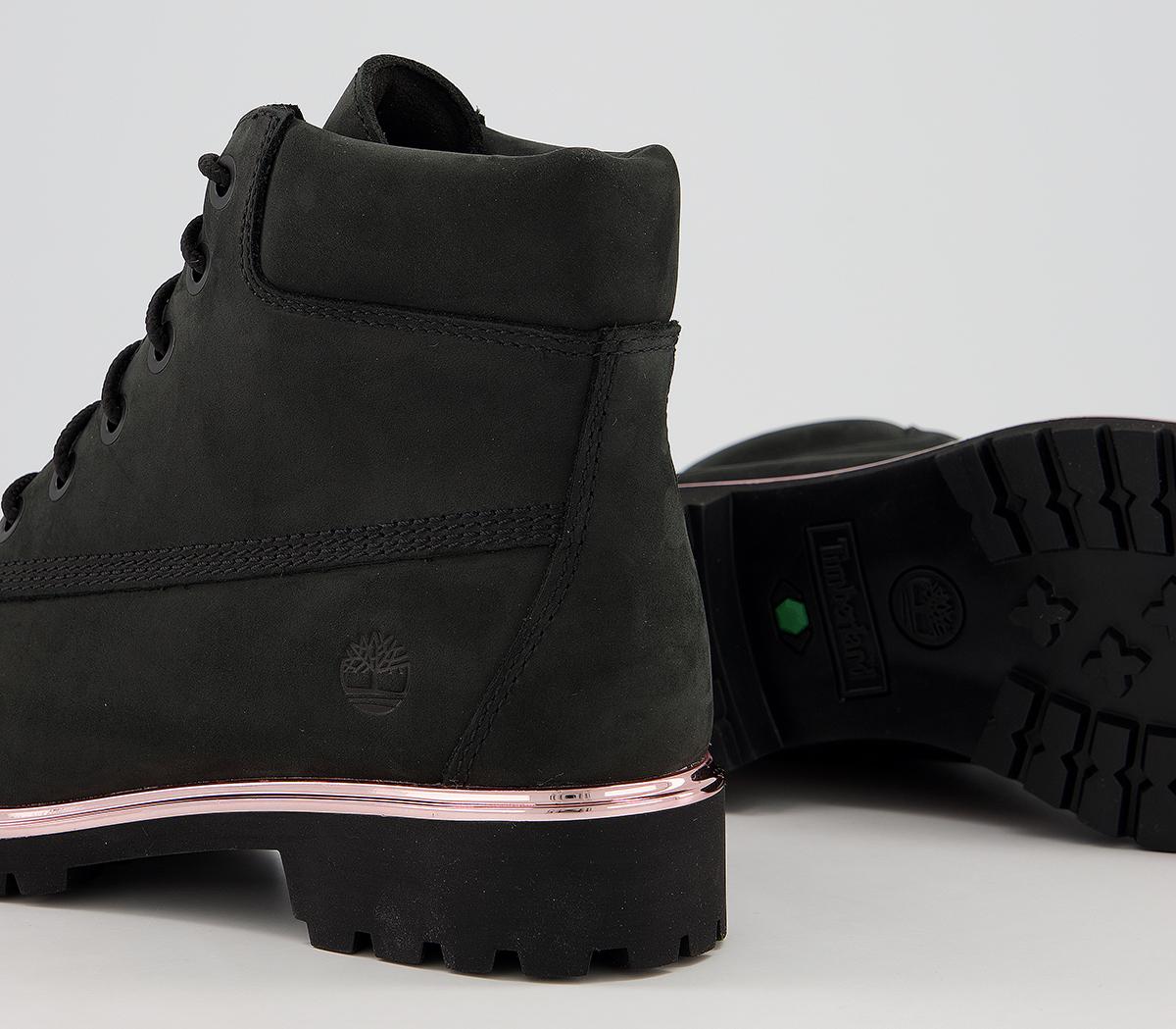 slim premium 6 inch boots black rose gold