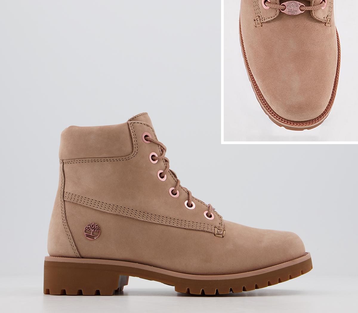 womens black and rose gold timberlands