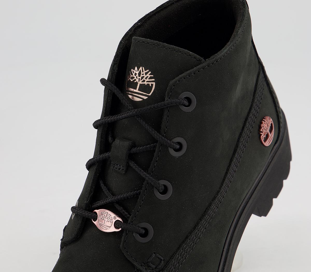 slim nellie chukka boots black rose gold