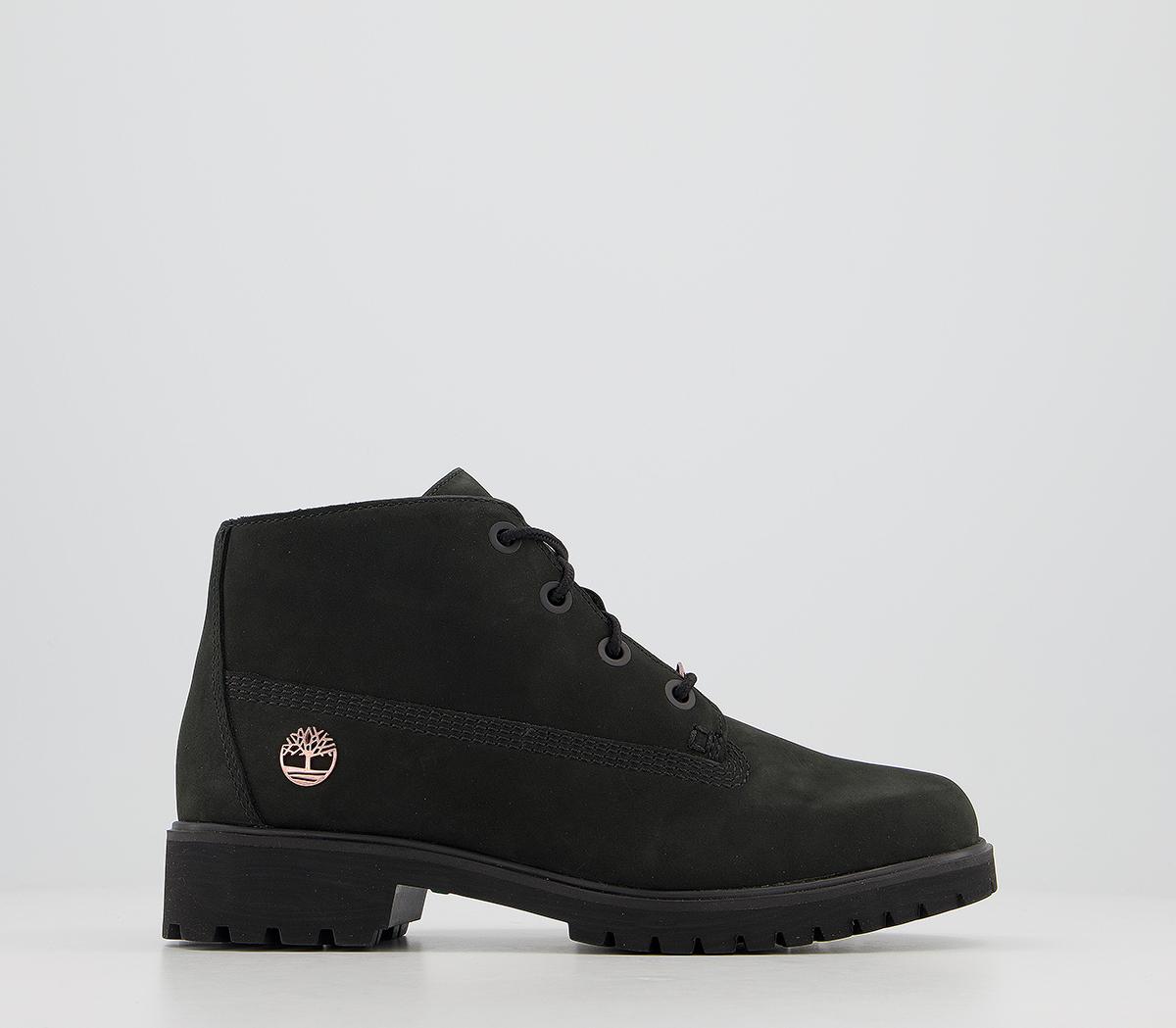 Timberland Slim Nellie Chukka Boots Black Rose Gold - Women's Ankle Boots