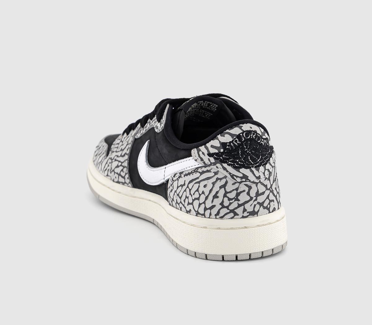 JordanAir Jordan 1 Low Trainers WBlack Muslin Tech Grey White