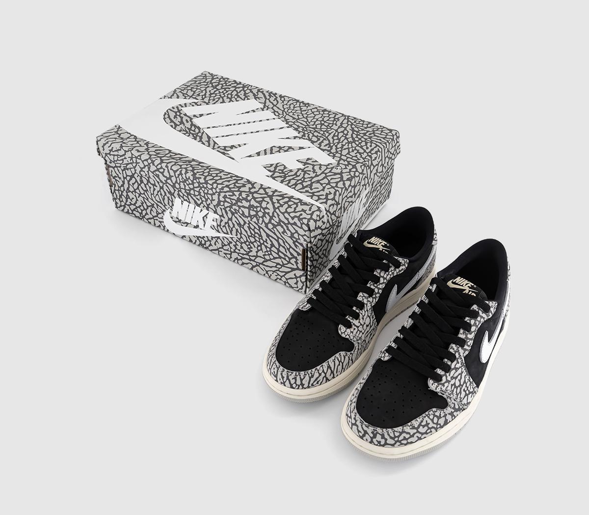 JordanAir Jordan 1 Low Trainers WBlack Muslin Tech Grey White