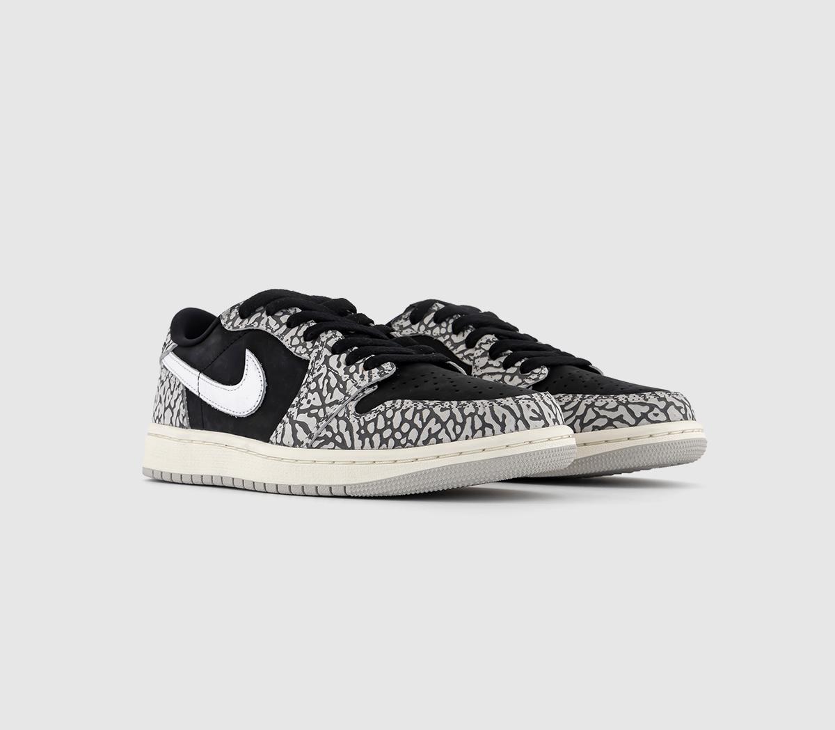JordanAir Jordan 1 Low Trainers WBlack Muslin Tech Grey White