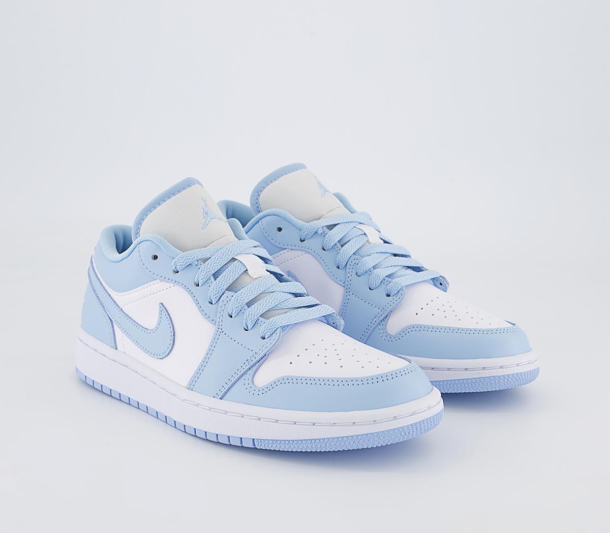 Jordan Air Jordan 1 Low Trainers White Ice Blue Womens Trainers 7451