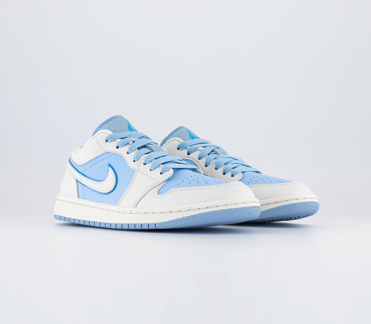 Jordan Air Jordan 1 Low Trainers Sail Dark Powder Blue Ice Women's