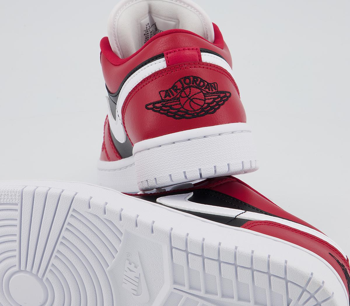 nike air jordan 1 low white black & gym red