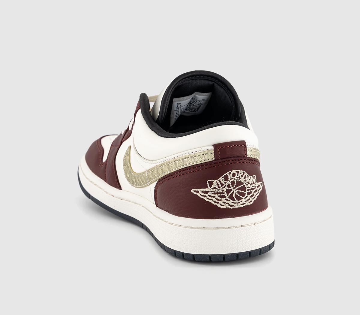 JordanAir Jordan 1 Low TrainersCny Sail Metallic Gold Grain Dark Team Red