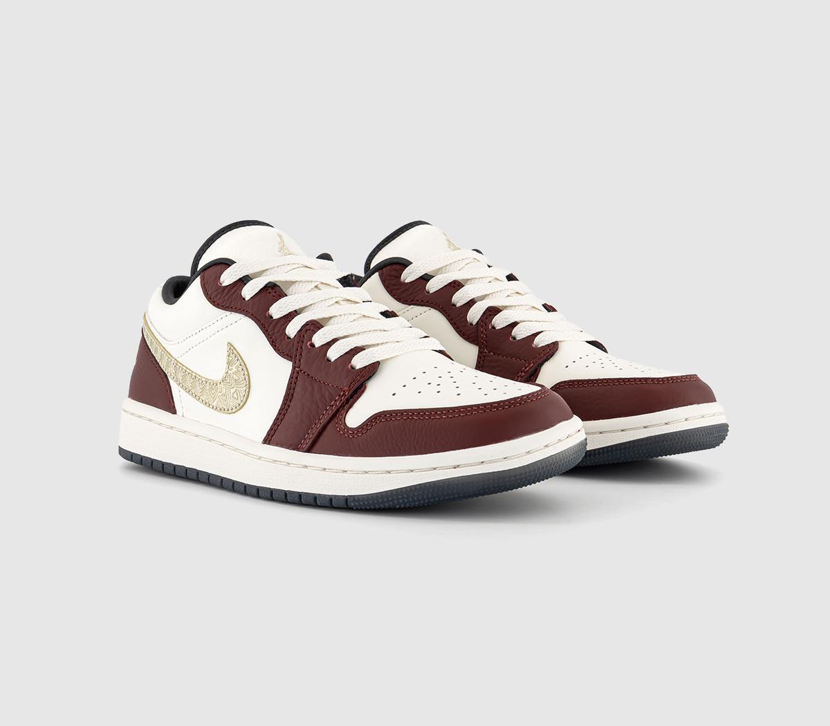 JordanAir Jordan 1 Low TrainersCny Sail Metallic Gold Grain Dark Team Red