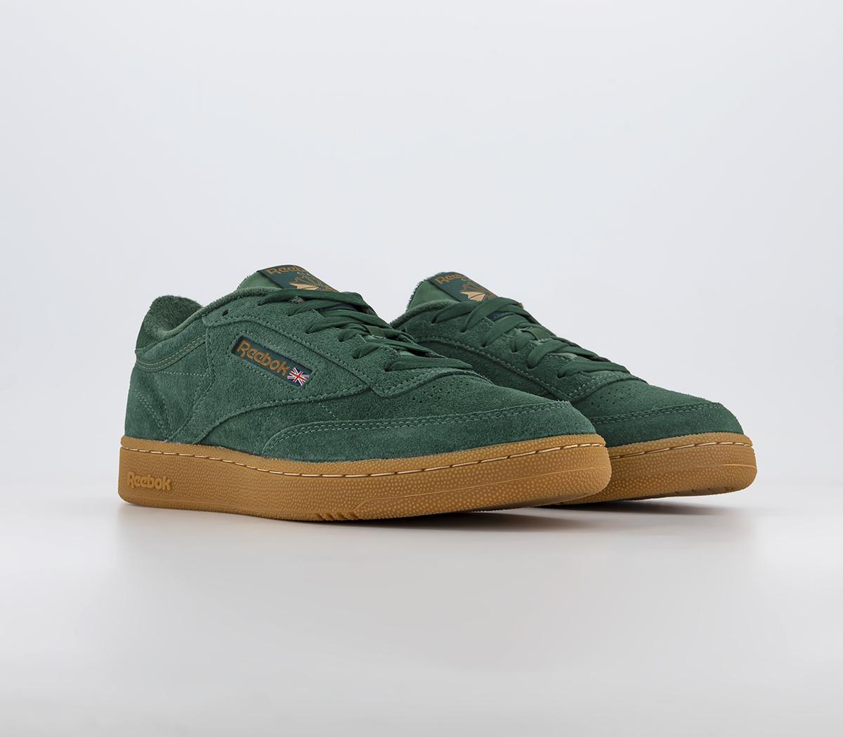 Reebok Club C 85 Trainers Dark Green Wild Brown Gum Men's Trainers