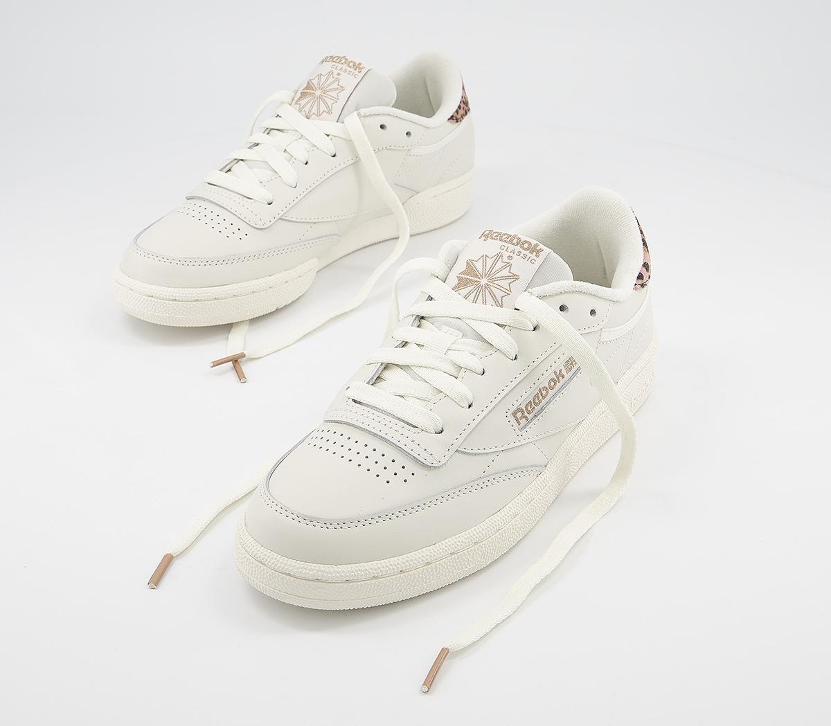 Rose Gold Reebok Reebok Club C 85 Trainers Chalk Rose Gold Chalk Leopard - Women's Trainers