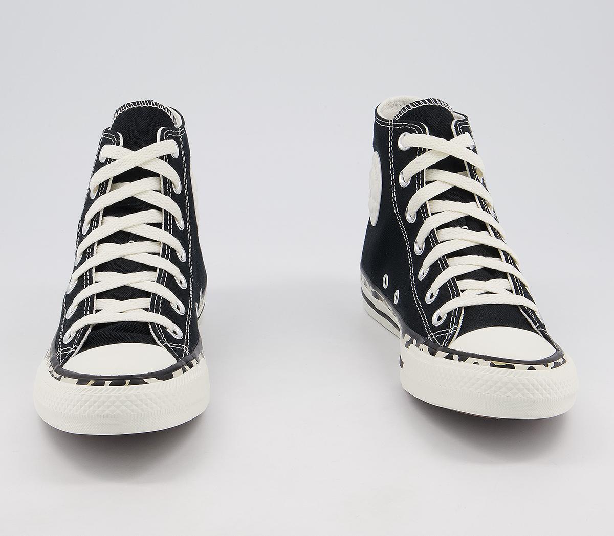 converse all star hi trainers leopard edged egret leather