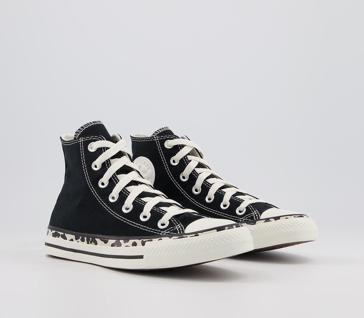 Converse Converse All Star Hi Trainers Leopard Edged Black Egret ...