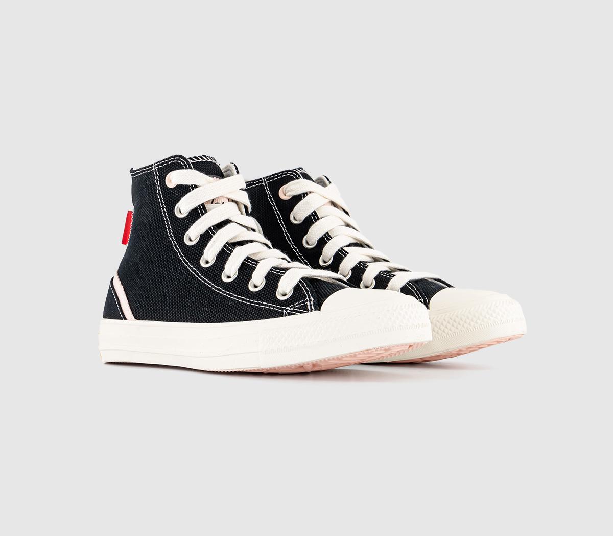 Converse Womens All Star Hi Trainers Black Red Egret, 3