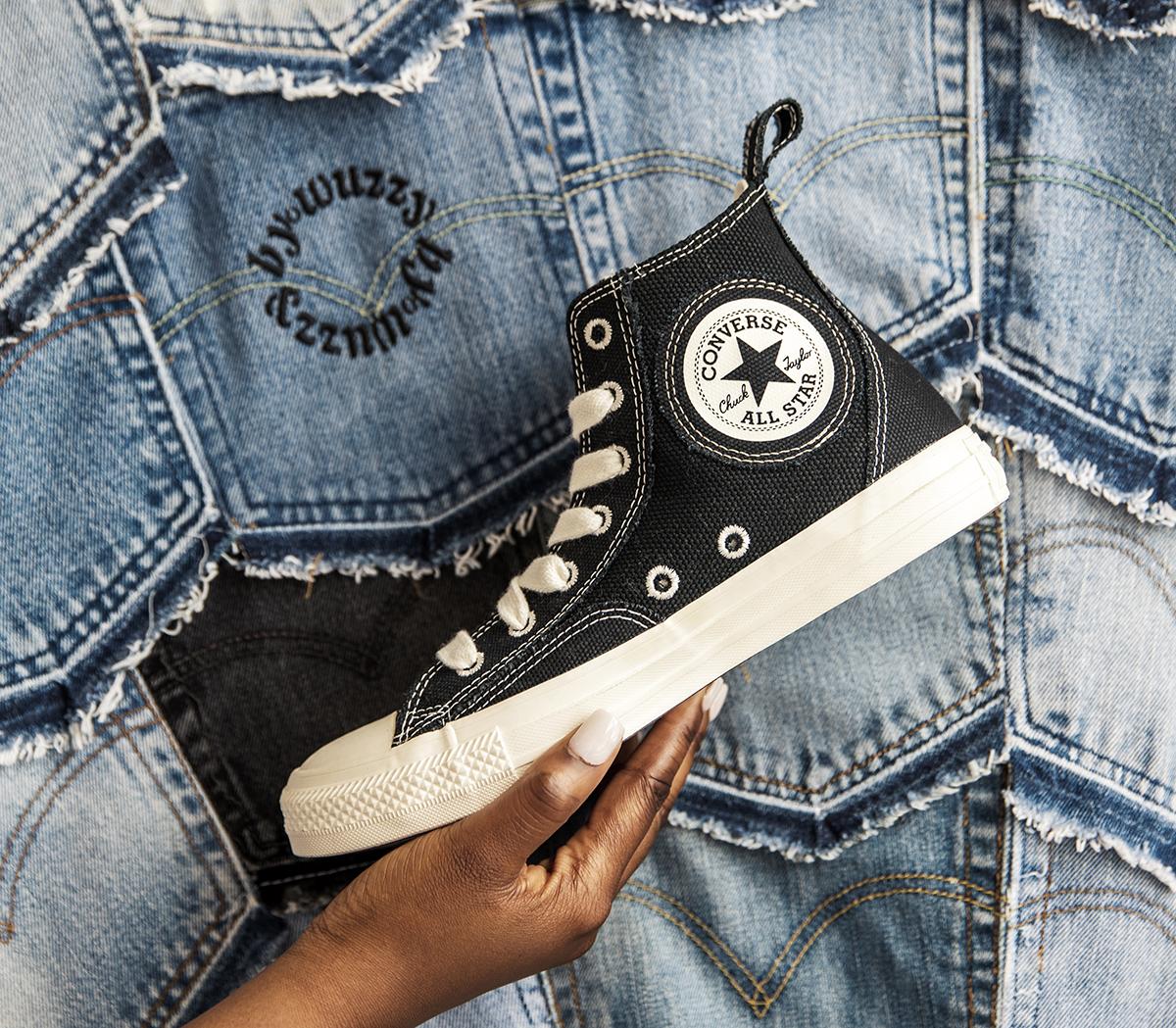 Converse Converse All Star Hi Trainers Black Black Egret Egret - Women ...