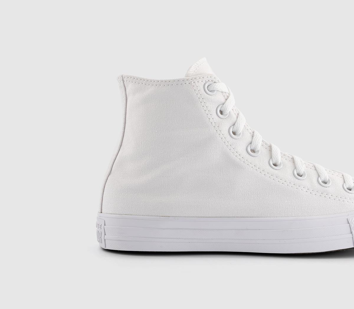 Converse All Star Hi Trainers White Mono Canvas - Unisex Sports