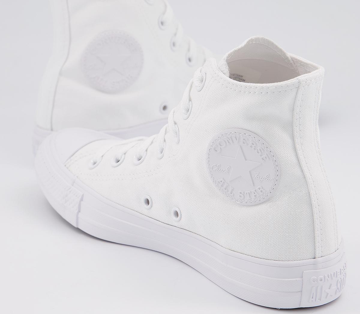 Converse All Star Hi Trainers Converse All Star Hi Trainers White Mono Canvas