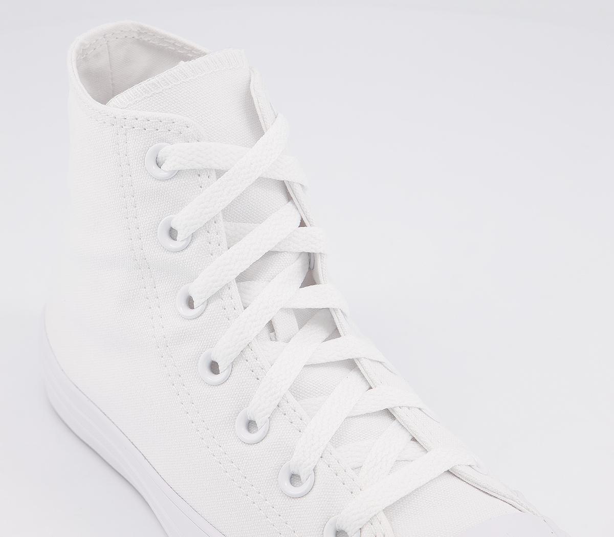 Converse All Star Hi Trainers Converse All Star Hi Trainers White Mono Canvas
