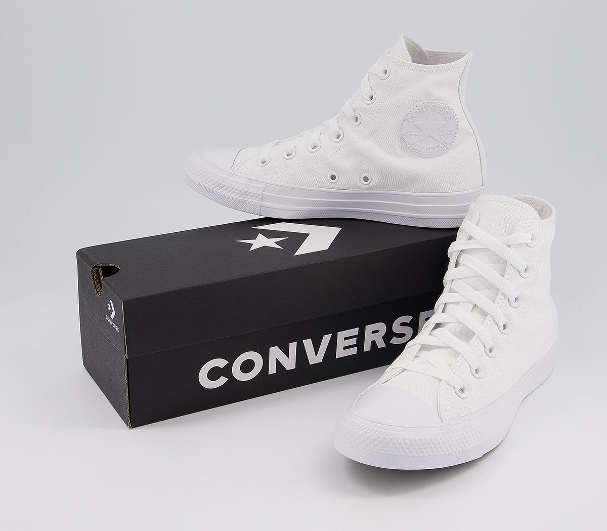 Converse All Star Hi Trainers Converse All Star Hi Trainers White Mono Canvas