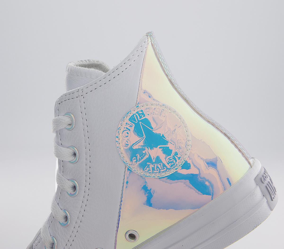 converse all star hi trainers white leather split iridescent exclusive