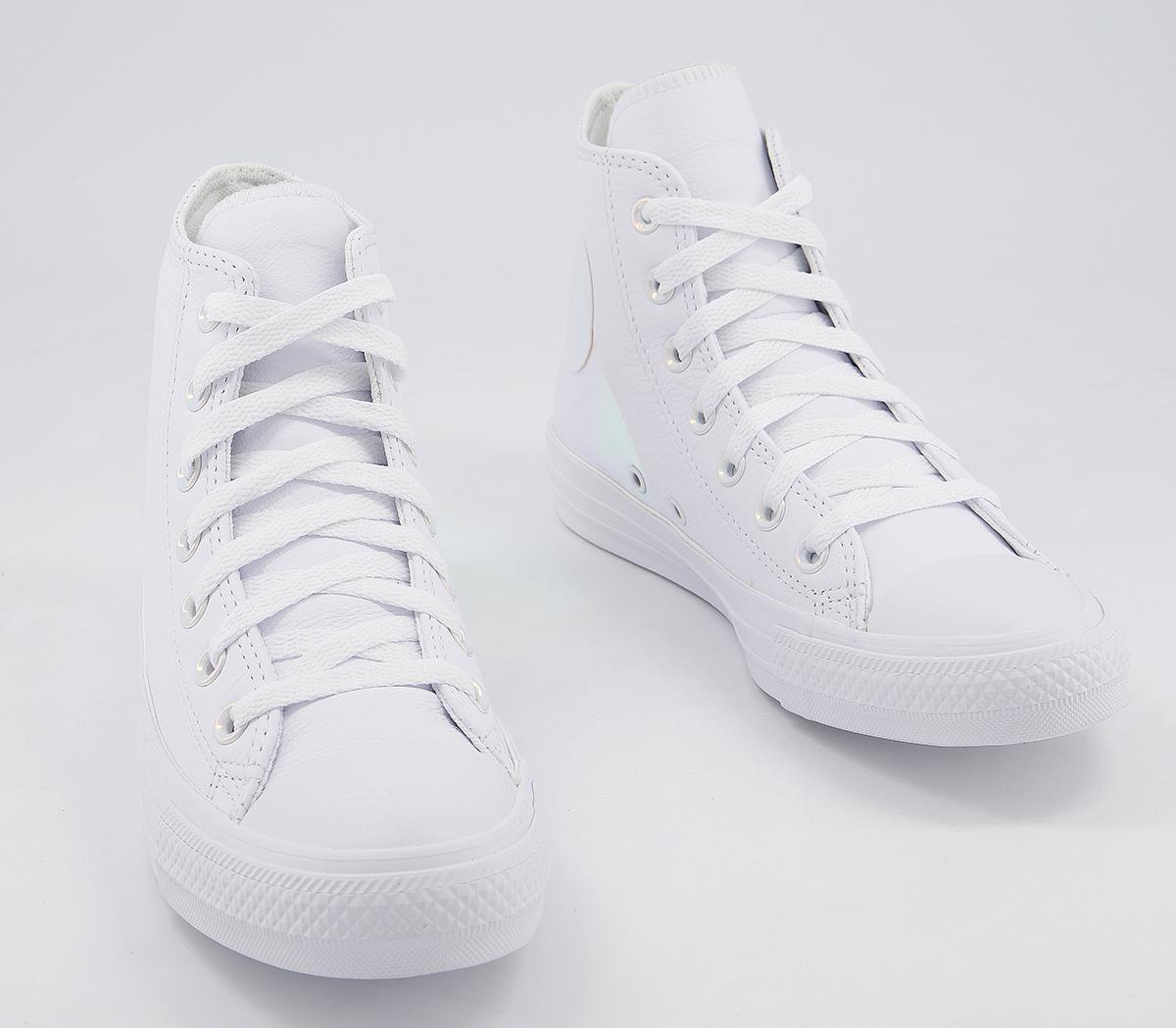 converse all star hi trainers white leather split iridescent exclusive