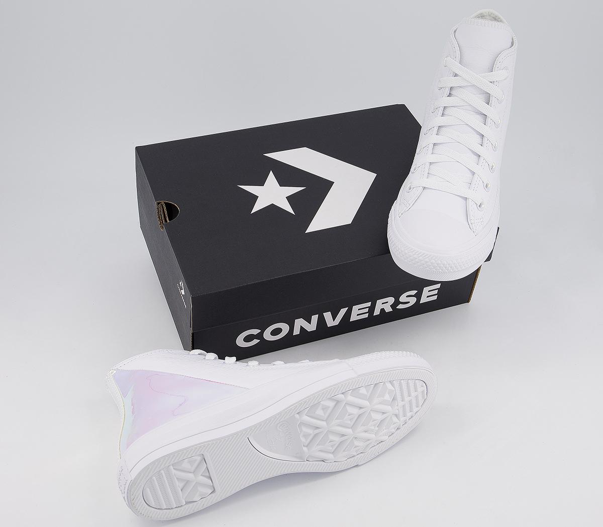 converse all star hi trainers white leather split iridescent exclusive