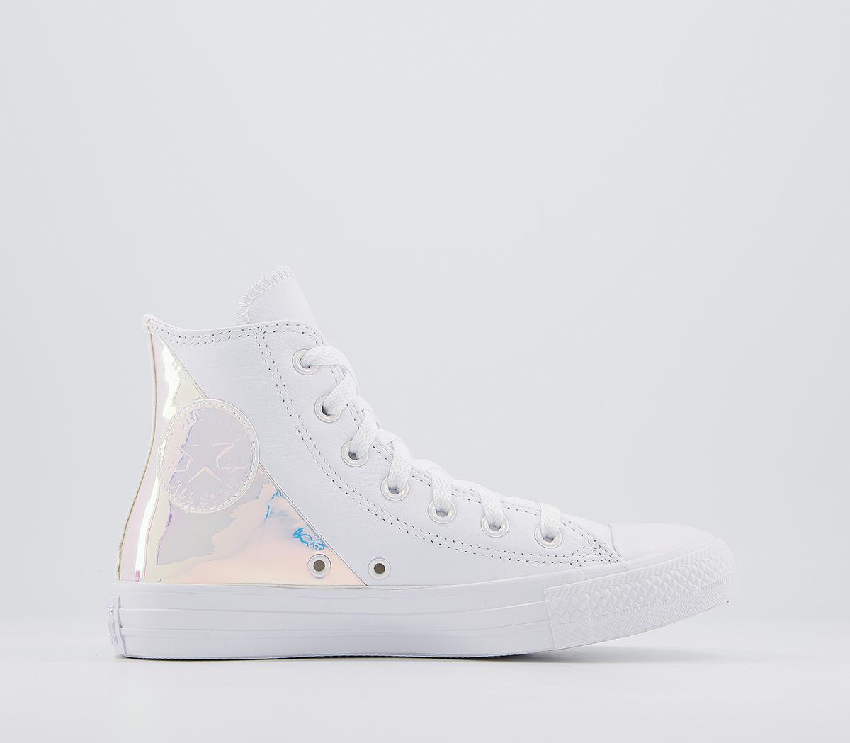 ConverseConverse All Star Hi TrainersWhite Leather Split Iridescent Exclusive
