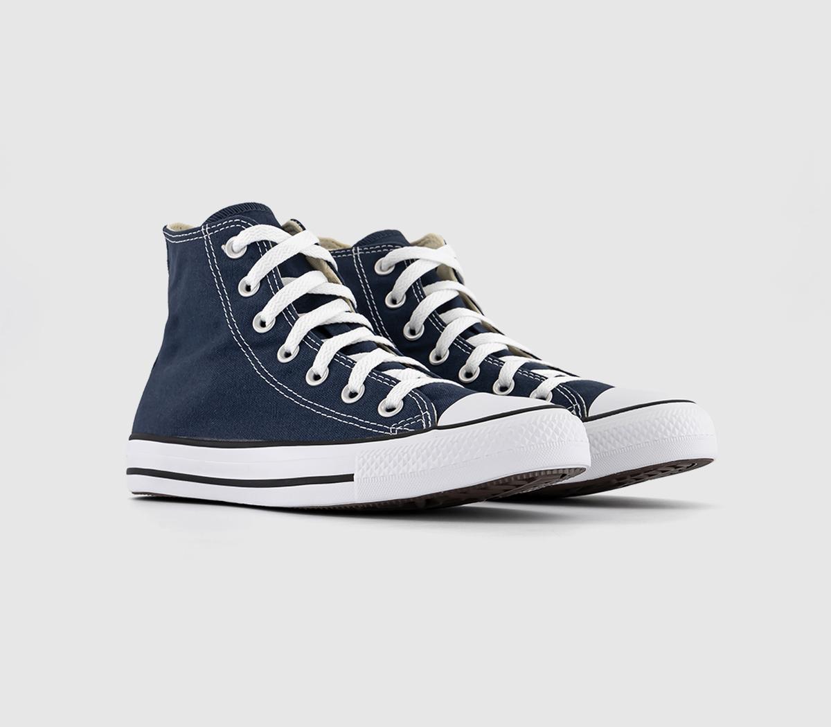 Mens Converse All Star Hi Canvas Trainers In Navy Blue And White, 10