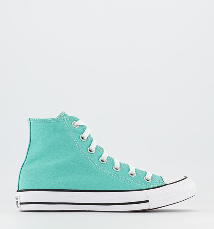 turquoise converse high tops