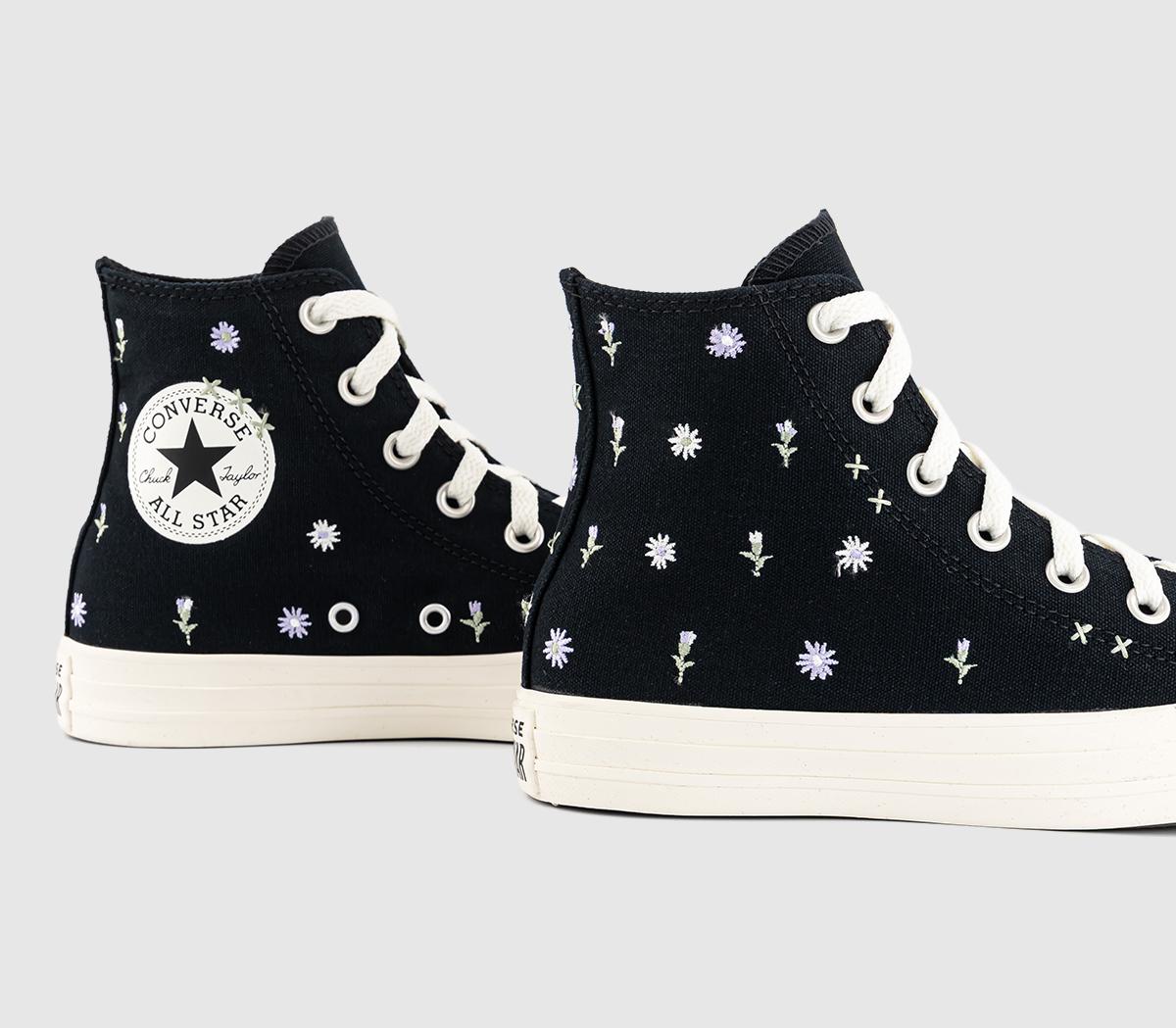 ConverseConverse All Star Hi Trainers ConverseConverse All Star Hi TrainersBlack Embroidered Flowers