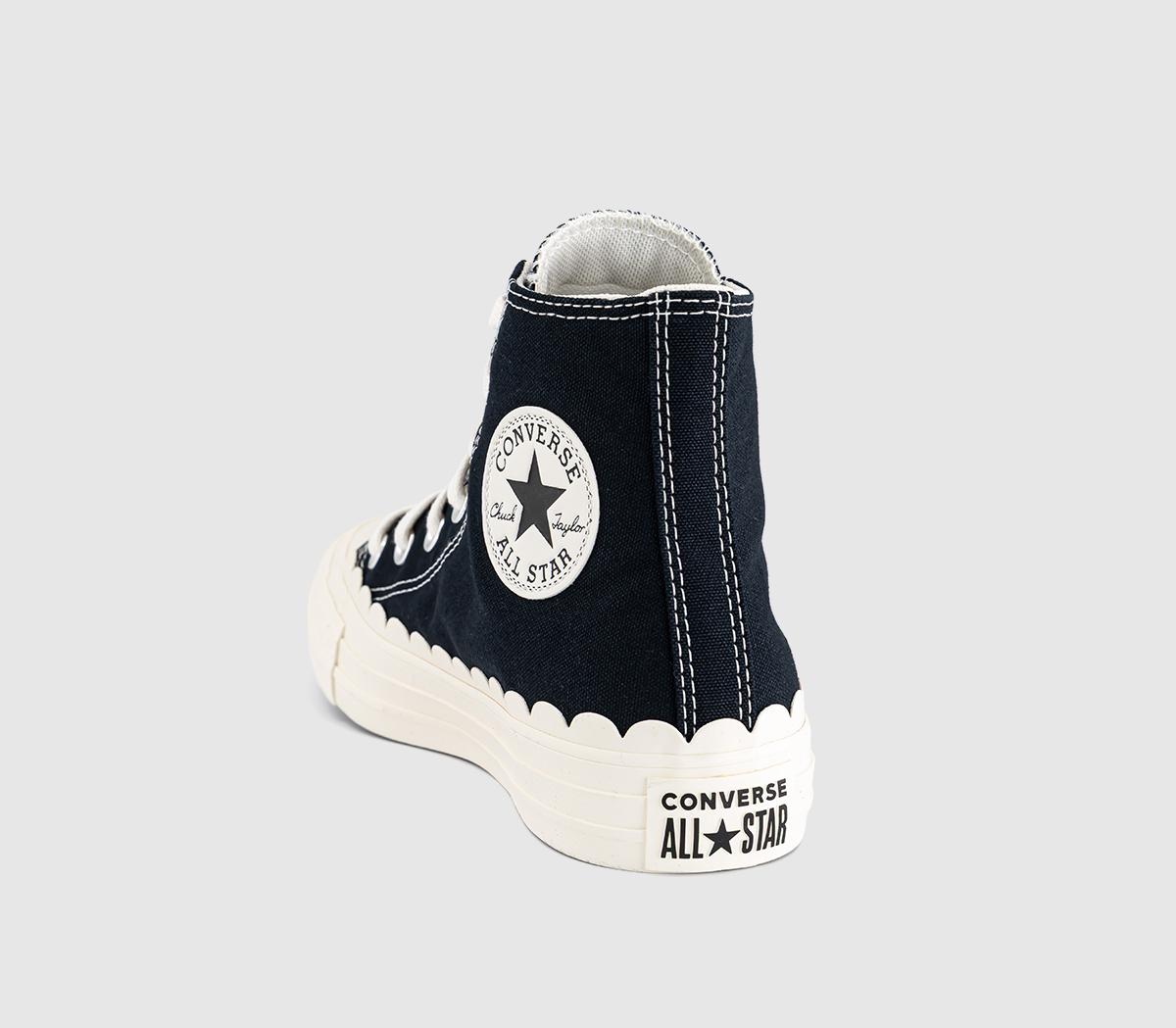 ConverseConverse All Star Hi TrainersBlack Egret Egret Daisy Scalloped Edge
