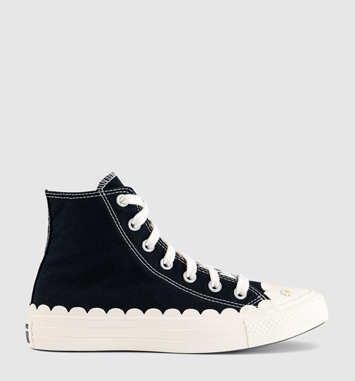 Converse Converse All Star Hi Trainers Black Egret Egret Daisy Scalloped Edge