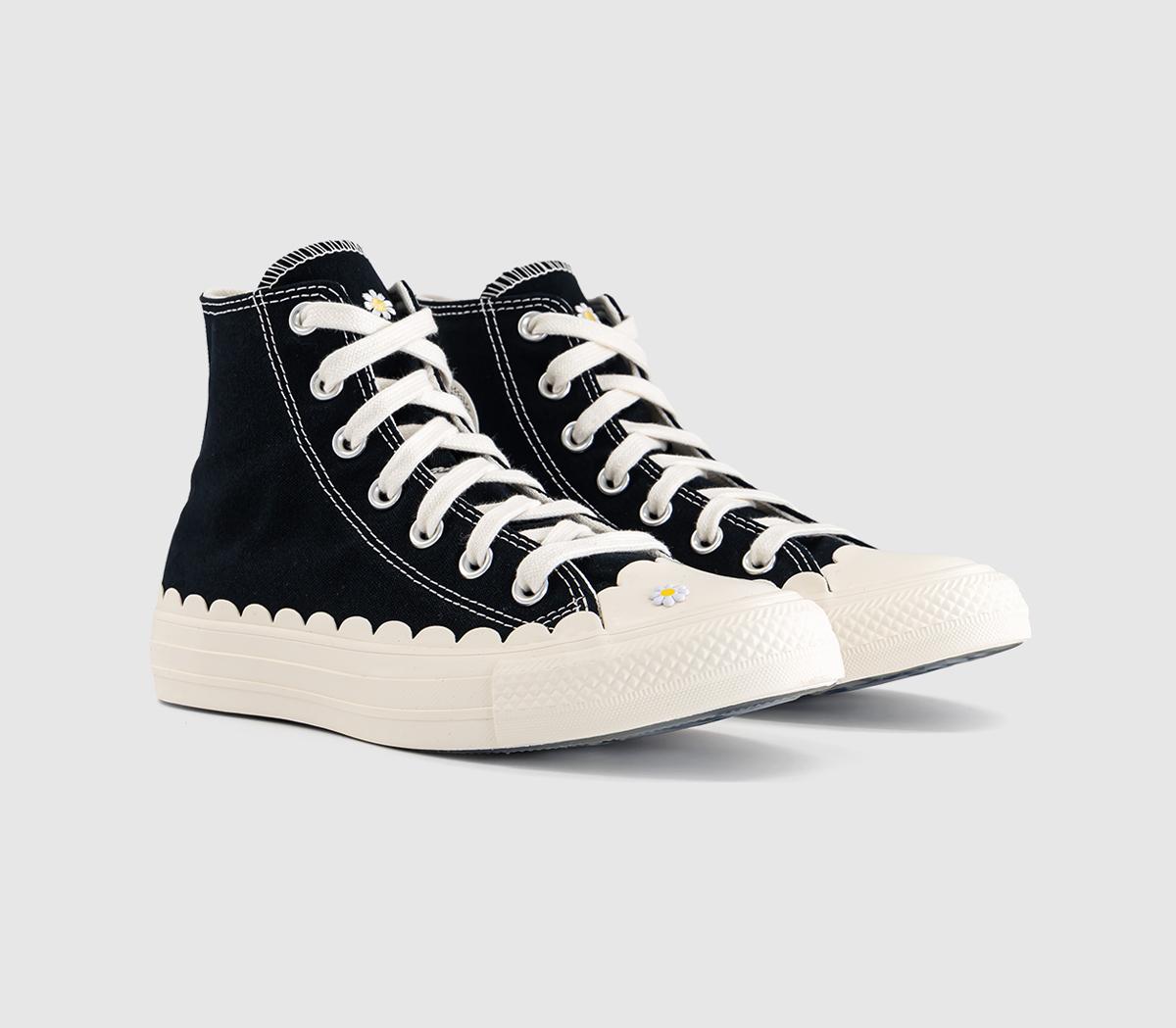 ConverseConverse All Star Hi TrainersBlack Egret Egret Daisy Scalloped Edge