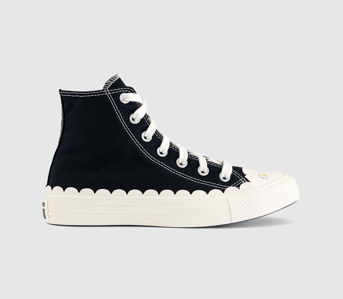 ConverseConverse All Star Hi TrainersBlack Egret Egret Daisy Scalloped Edge