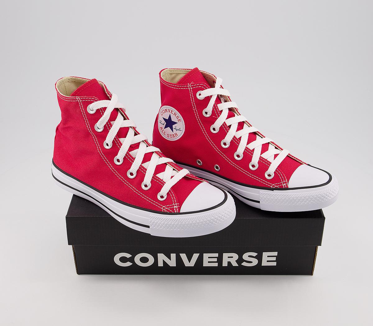 Converse All Star Hi Trainers Converse All Star Hi Trainers Red Canvas