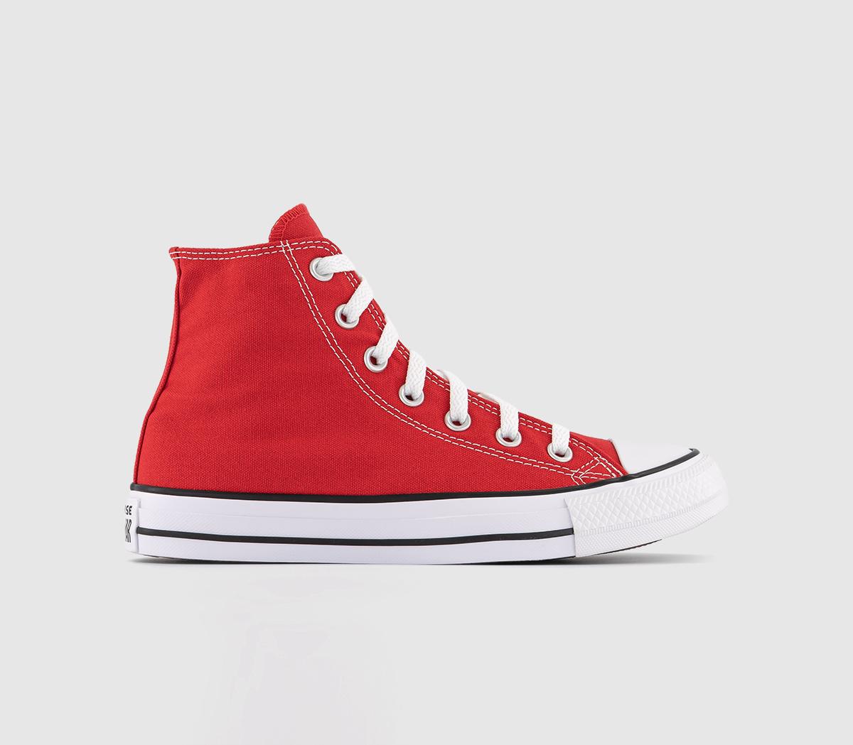 Converse All Star Hi Trainers Red Canvas - Unisex Sports