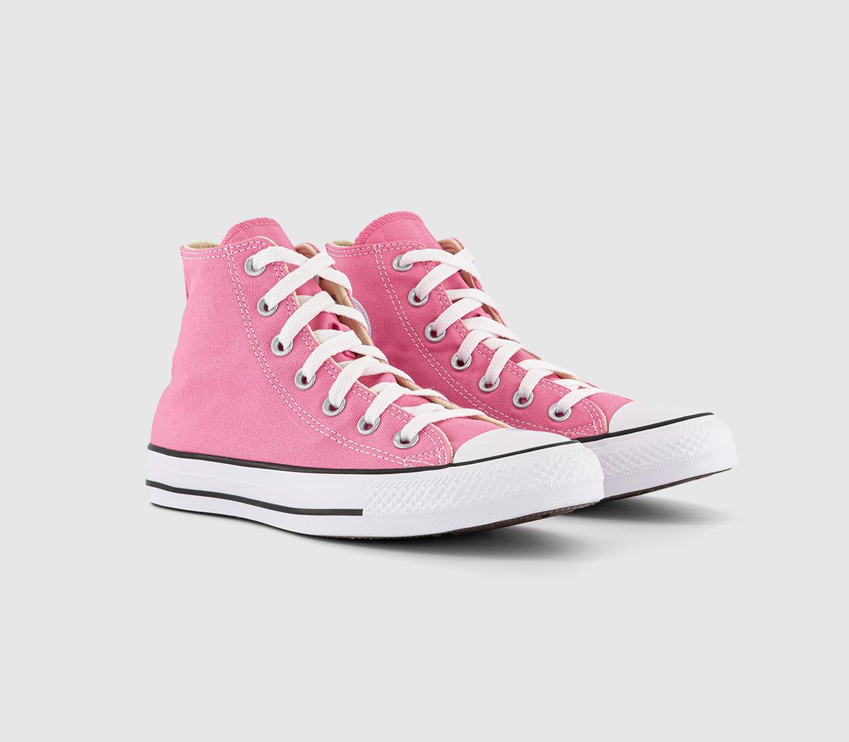 Converse Ladies Iconic All Star Hi Pink Canvas High Top Trainers, Size: 8