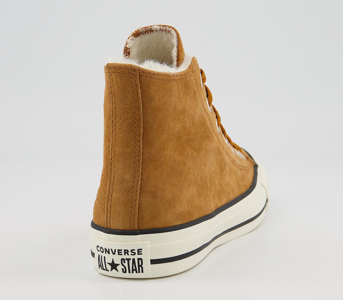 converse all star hi trainers burnt sienna shearling