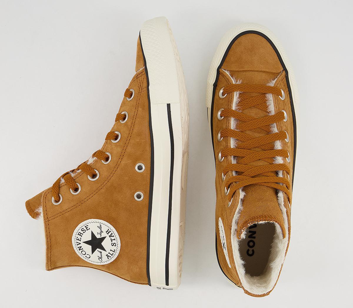 converse all star hi trainers burnt sienna shearling