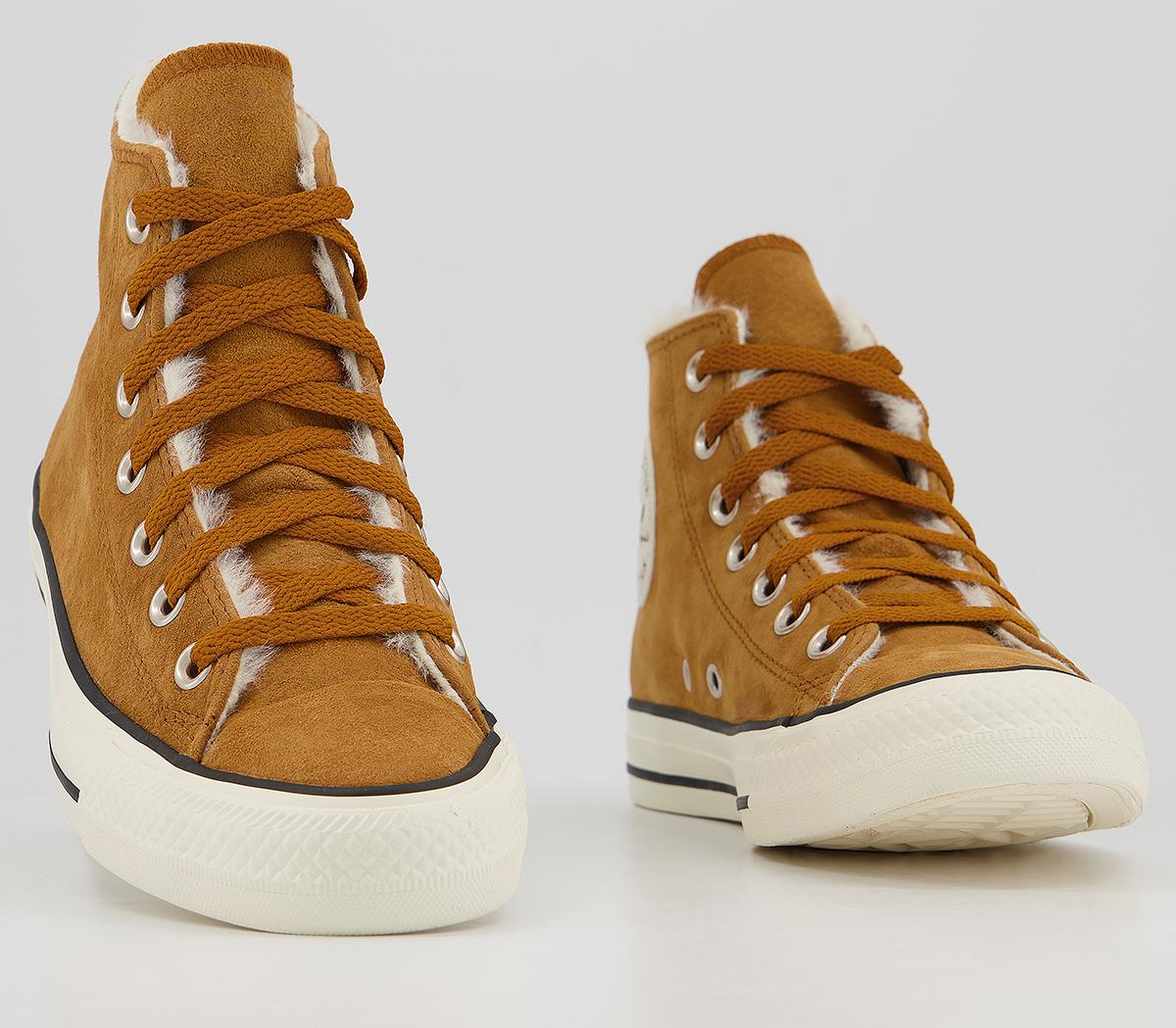 converse all star hi trainers burnt sienna shearling