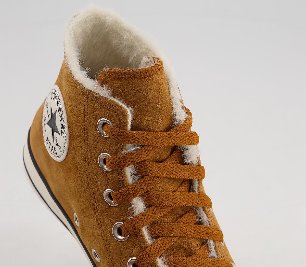 converse all star hi trainers burnt sienna shearling