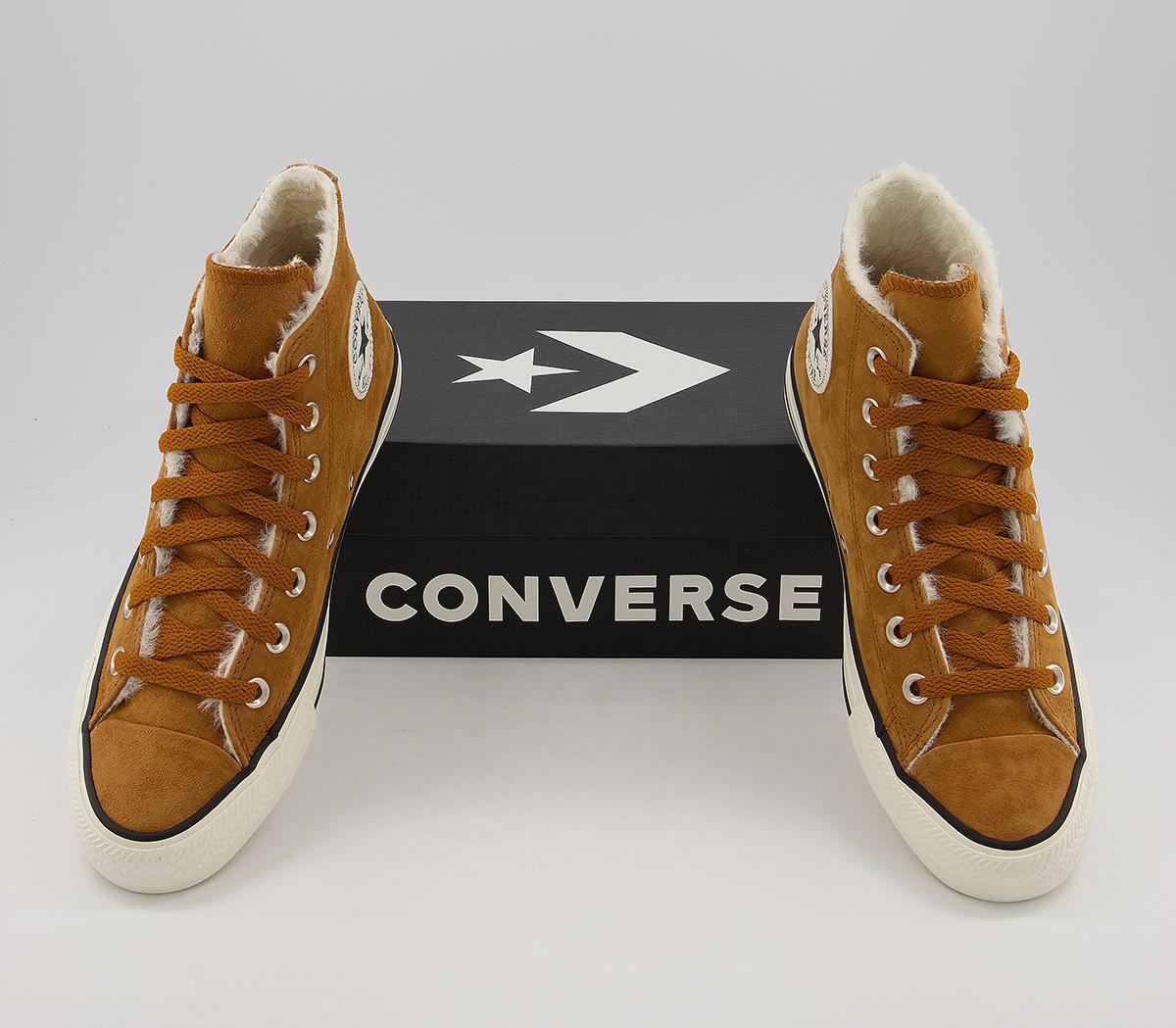 converse all star hi trainers burnt sienna shearling