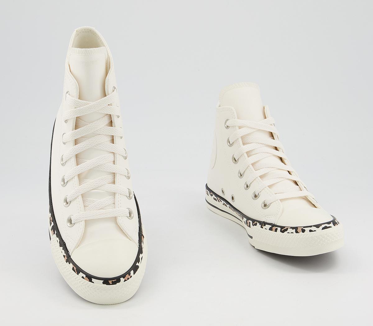 converse all star hi trainers leopard edged egret leather