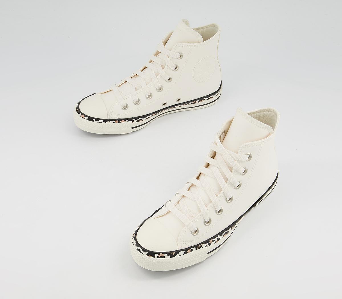 converse all star hi trainers leopard edged egret leather