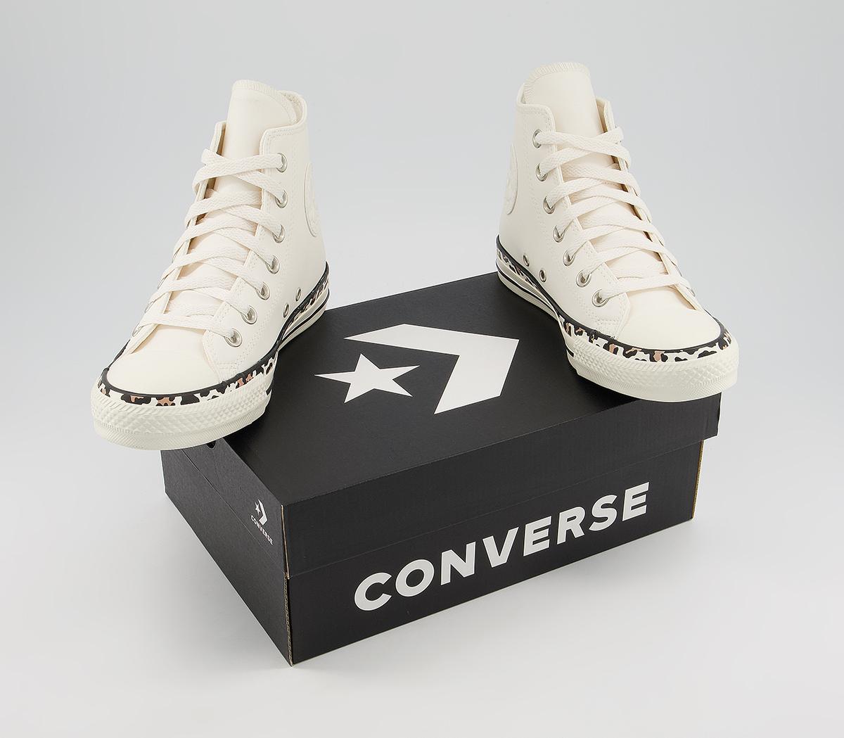 converse all star hi trainers leopard edged black egret driftwood