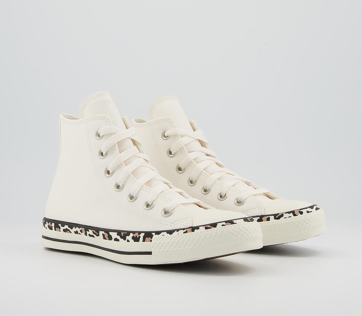 converse all star hi trainers leopard edged egret leather
