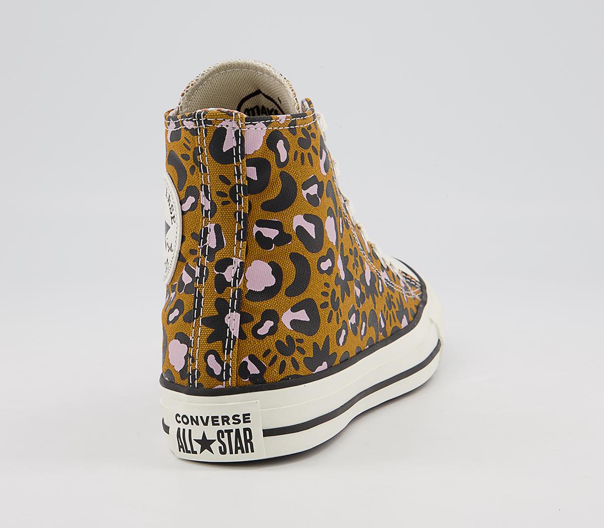 Converse Converse All Star Hi Trainers Converse Converse All Star Hi Trainers Wheat Black Pink Leopard