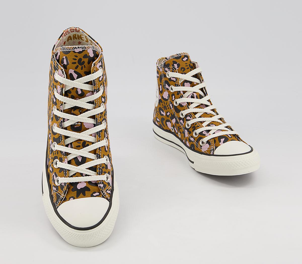Converse Converse All Star Hi Trainers Converse Converse All Star Hi Trainers Wheat Black Pink Leopard