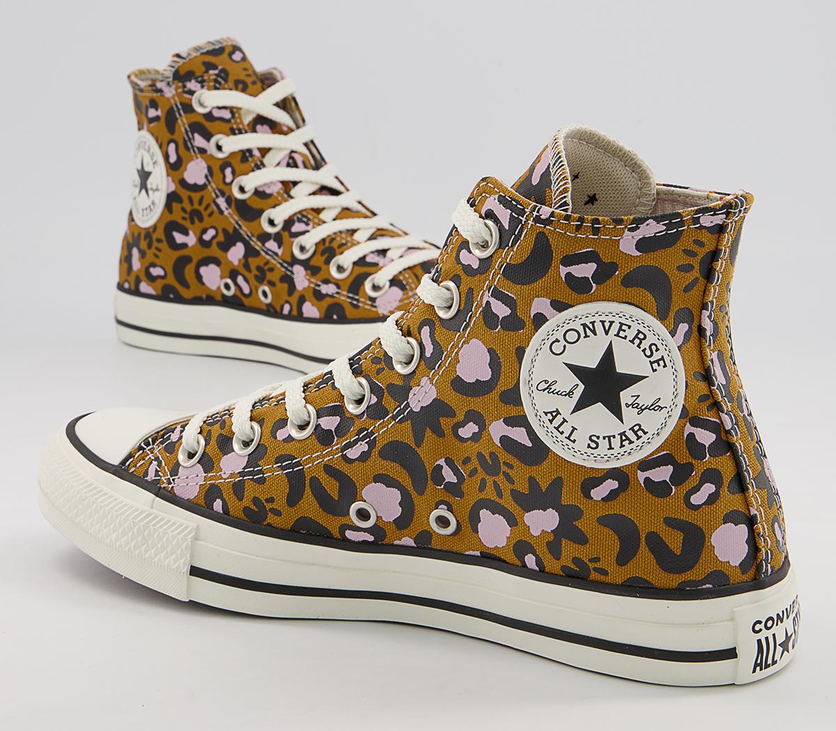 Converse Converse All Star Hi Trainers Converse Converse All Star Hi Trainers Wheat Black Pink Leopard